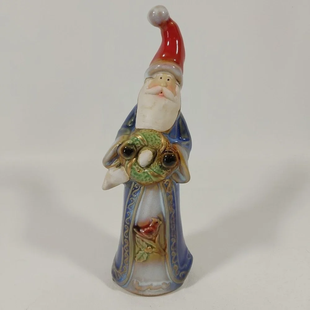 Ceramic Porcelain Old World‎ Santa Claus Christmas Cardinal & Blue Robe Xmas